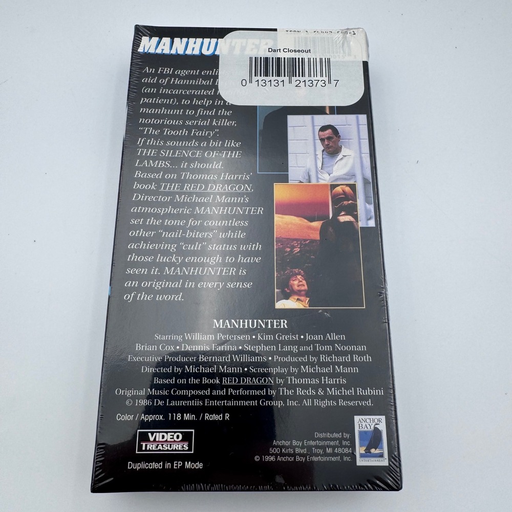 Manhunter VHS 1996 Michael Mann Hannibal Lecter Red Dragon Sealed Anchor Bay